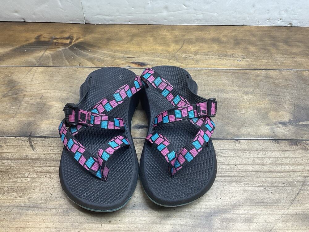 Chaco Tegu J107292 Sport Sandals W Sz 9 PINK TEAL & BLACK BACKLESS & ADJUSTABLE